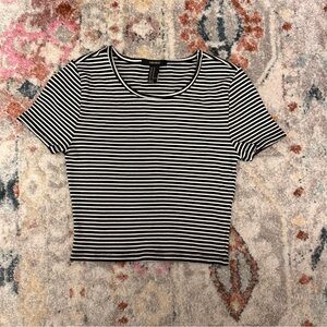 Forever 21 Black and White Striped Short Sleeve Tee